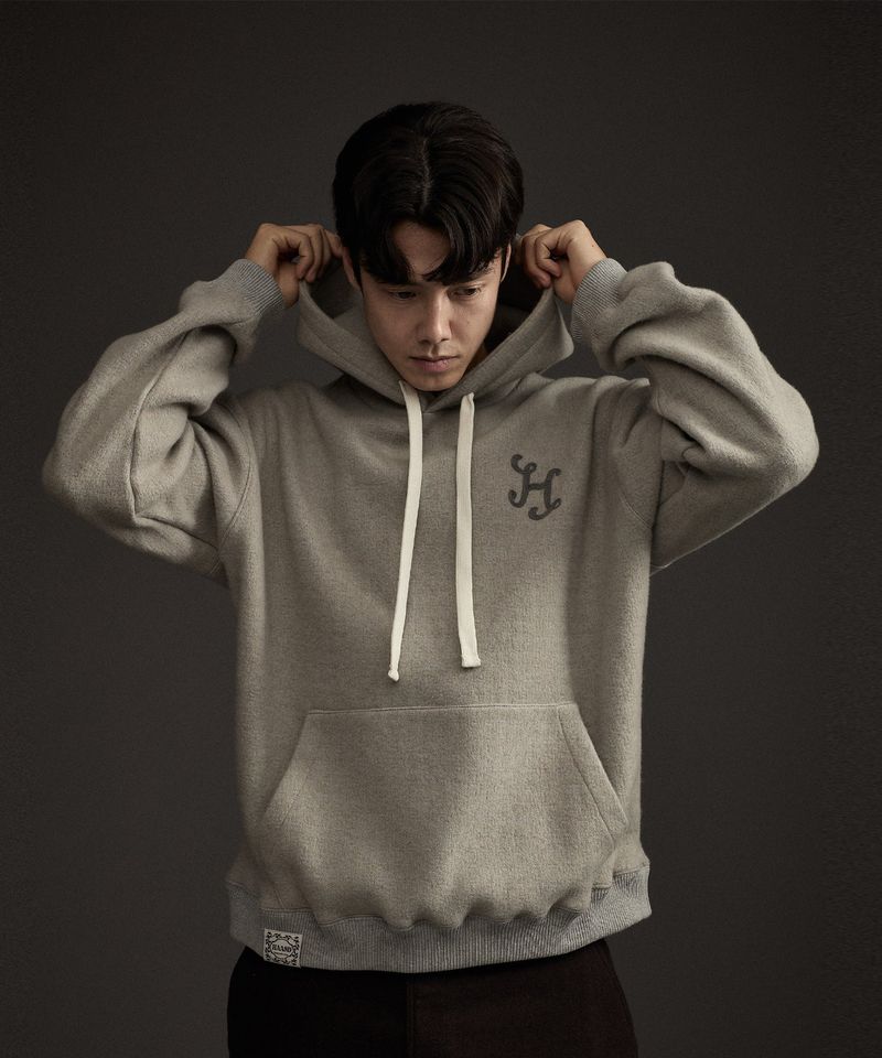 MOHAIR WOOL CASHMERE BLENDED HOODIE GREY