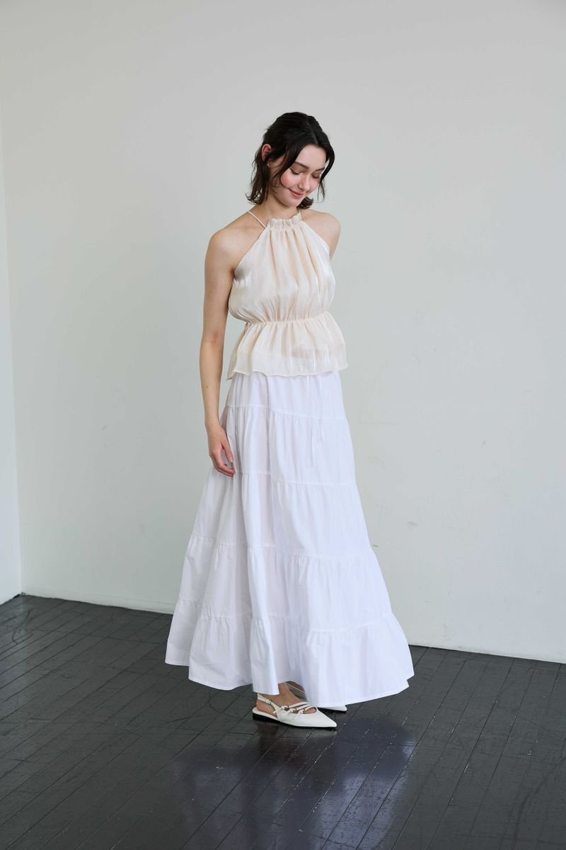PEARL HALTERNECK TOP / IVORY
