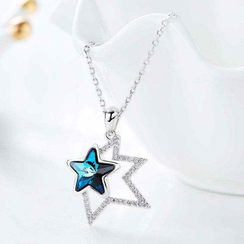 Blue Star Crystal Cubic Necklace