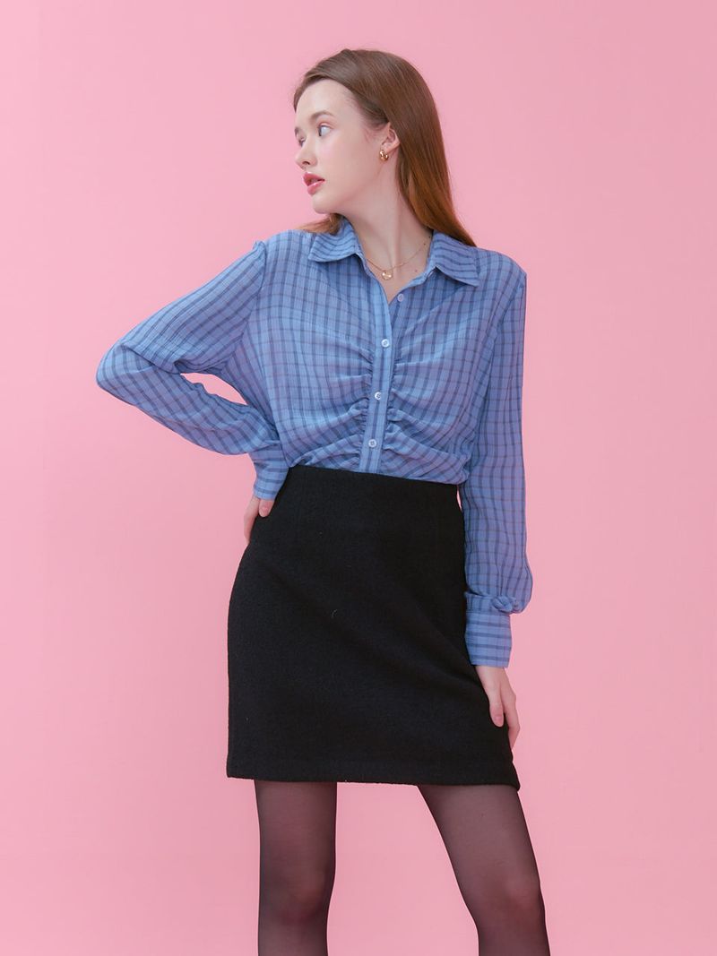 vem.ver（ベムバー）の「JENNY TWEED MINI SKIRT_BLACK（Skirts）」