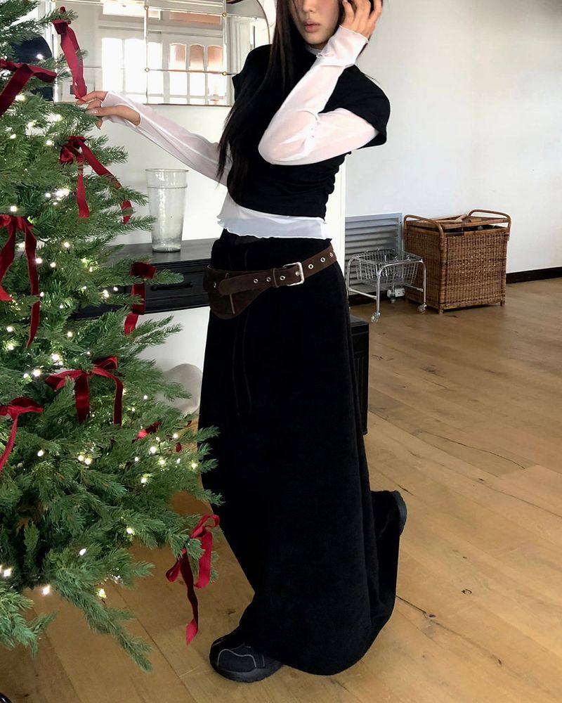 Rubin Corduroy Fleece Long Skirt