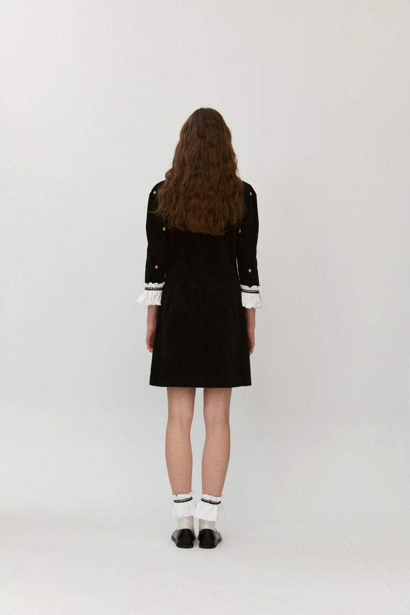 Scarf corduroy dress