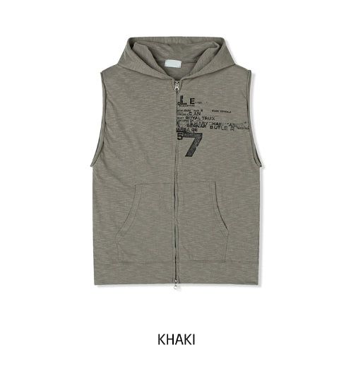 Seventh Lettering Hooded Zip-Up Vest