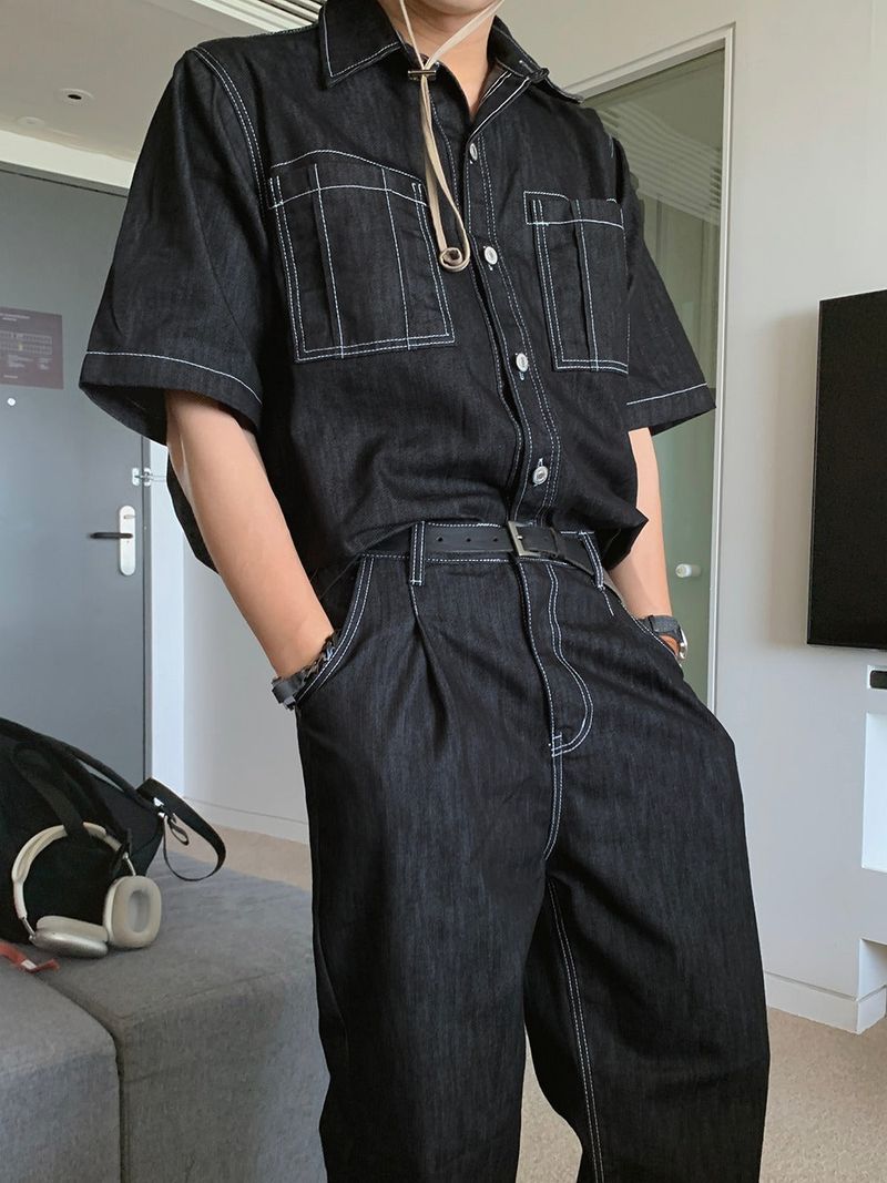 Tension Crush Linen Half Denim Jacket (2color)