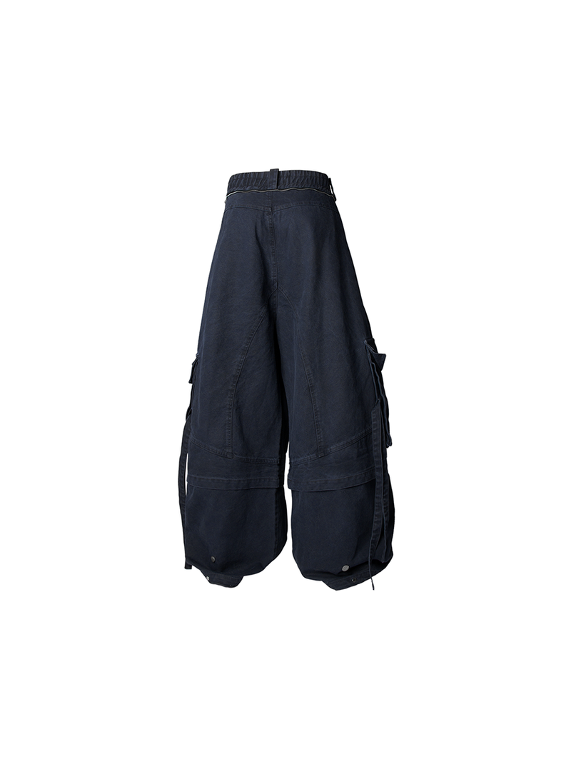 RELABEL Spatial Relations (Quartet) Eight-pocket Overlapping Detachable Distressed Multi-colour Double-jointed Workwear Ribbon Trousers