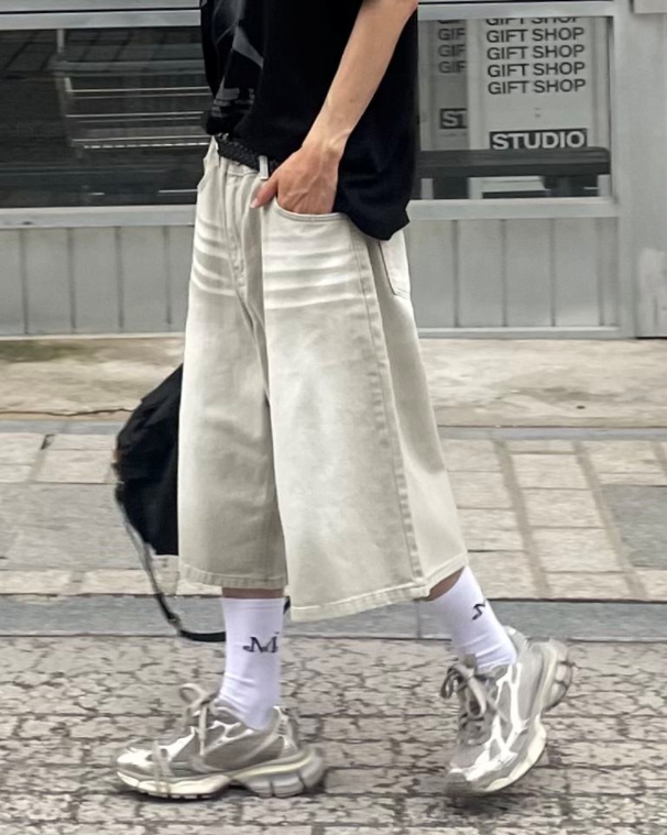 Whiskers bermuda denim pants
