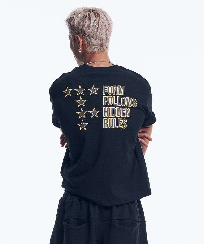 EASY NO EASY（イージーノーイージー）の「スターレタリングクロップドTシャツ - ブラック（トップス）」