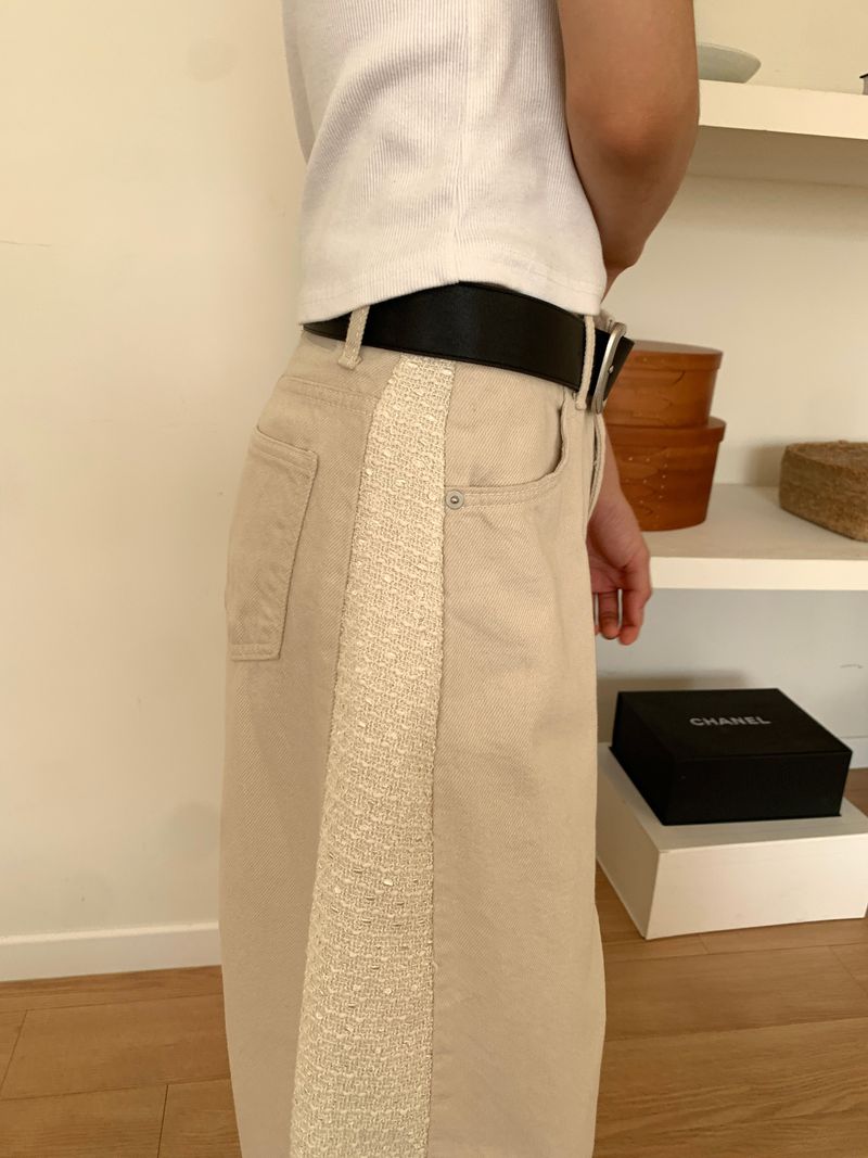 TWILL MIX CURVED PANTS (2C)