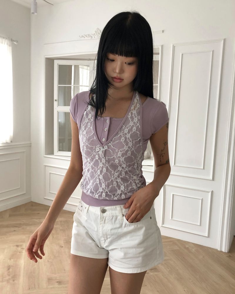 WONDER WONDER（ワンダーワンダー）の「Byuring Halter-Neck Short-Sleeve T-Shirt（Tops）」