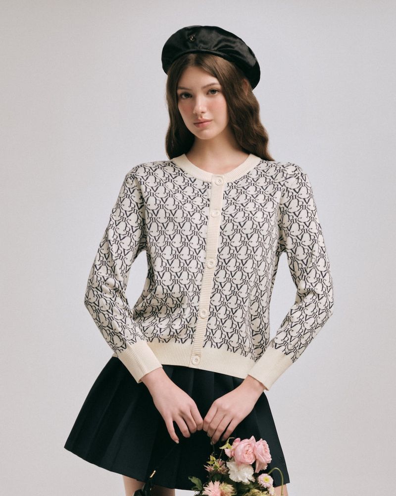 DVRK（ダーク）の「DVRK PRIVÉ KNIT CROPPED MONOGRAM CARDIGAN - MIDNIGHT BLUE（）」