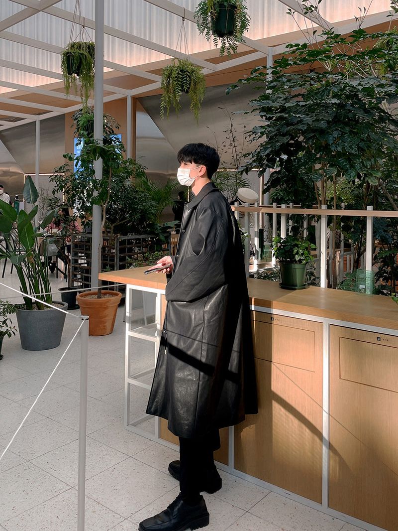 ASCLO Vegan Leather Mac Coat (2color)