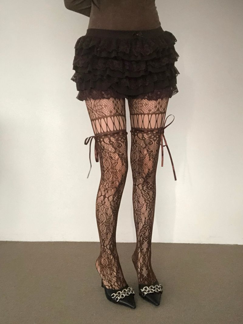 Ribbon Strap Mesh Stocking(4colors)