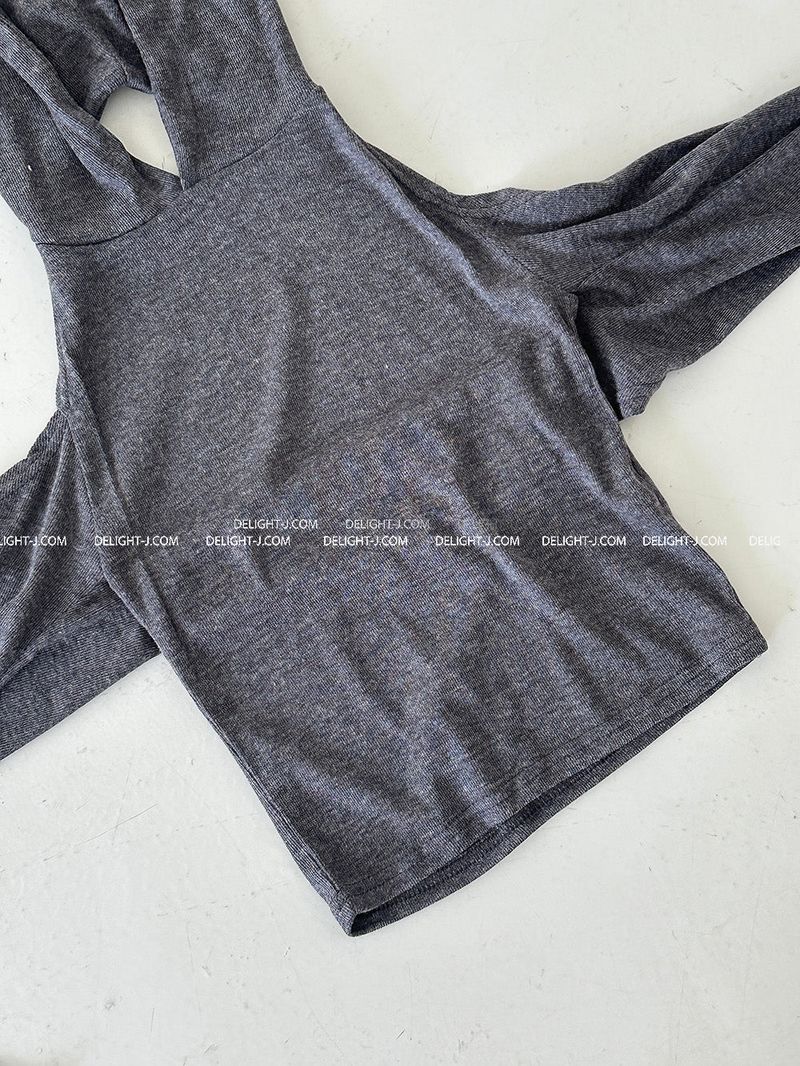 Hooded Shoulder Slit Backless T-shirt