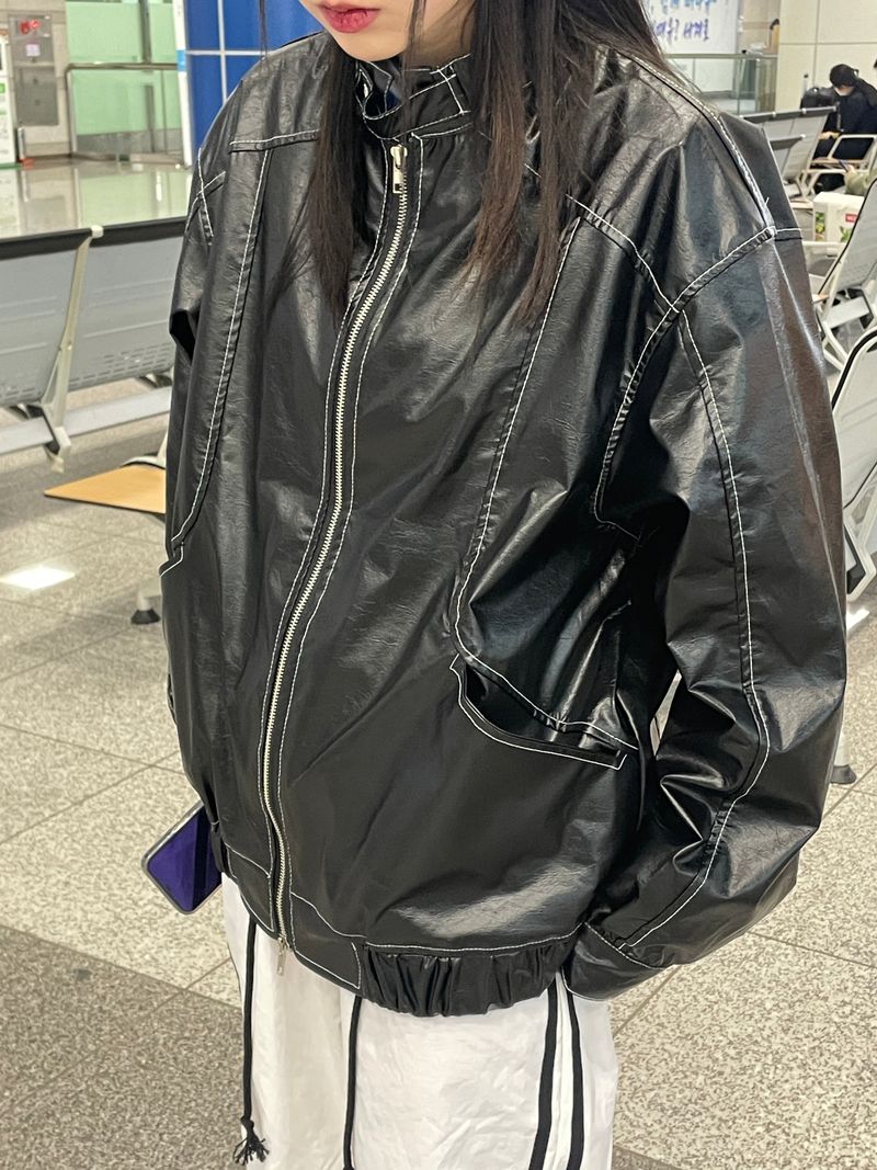 Sewing two-way leather jacket