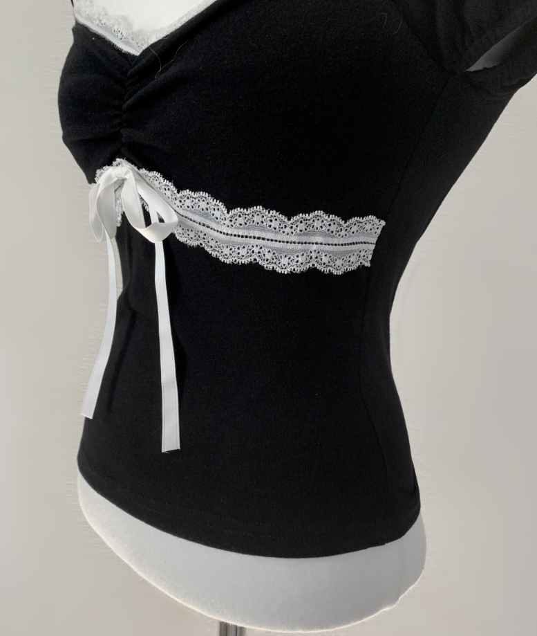 Hacken Ribbon Lace Top (black)