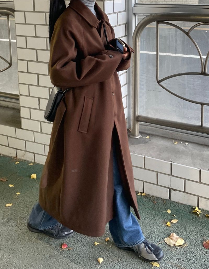 Neroli wool belted long coat
