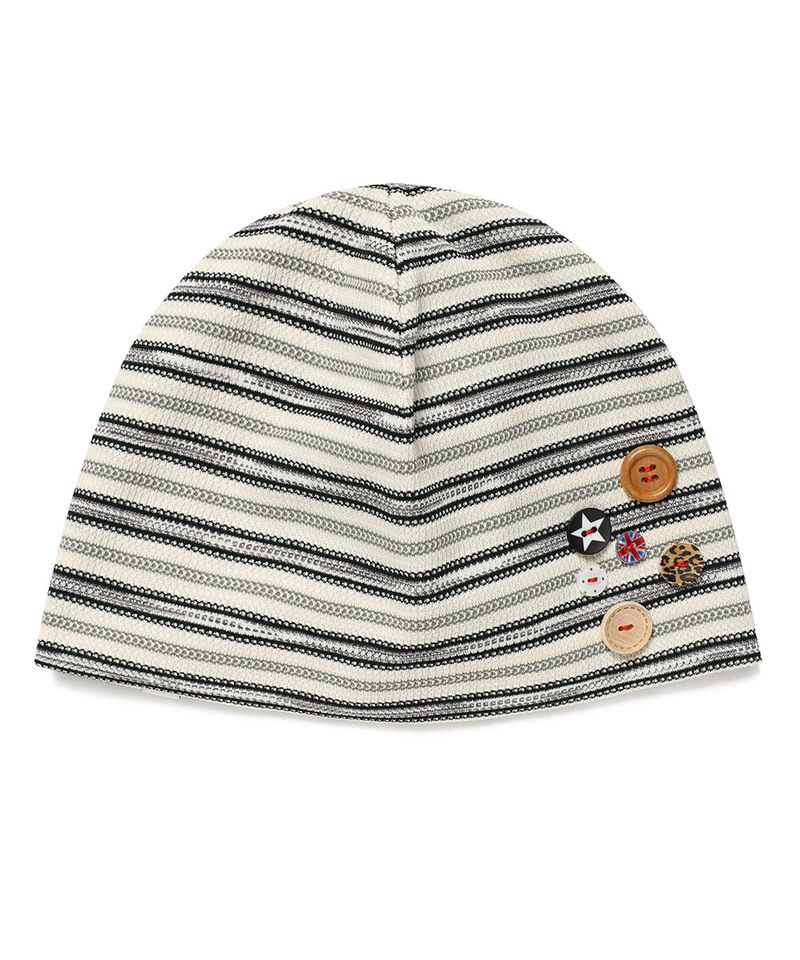 cavish（カビシ）の「STRIPED BUTTON BEANIE IVORY(CV2GSUAB21A)（Hats）」