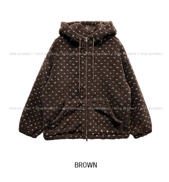 Sage Dot Boucle Hood Zip-Up