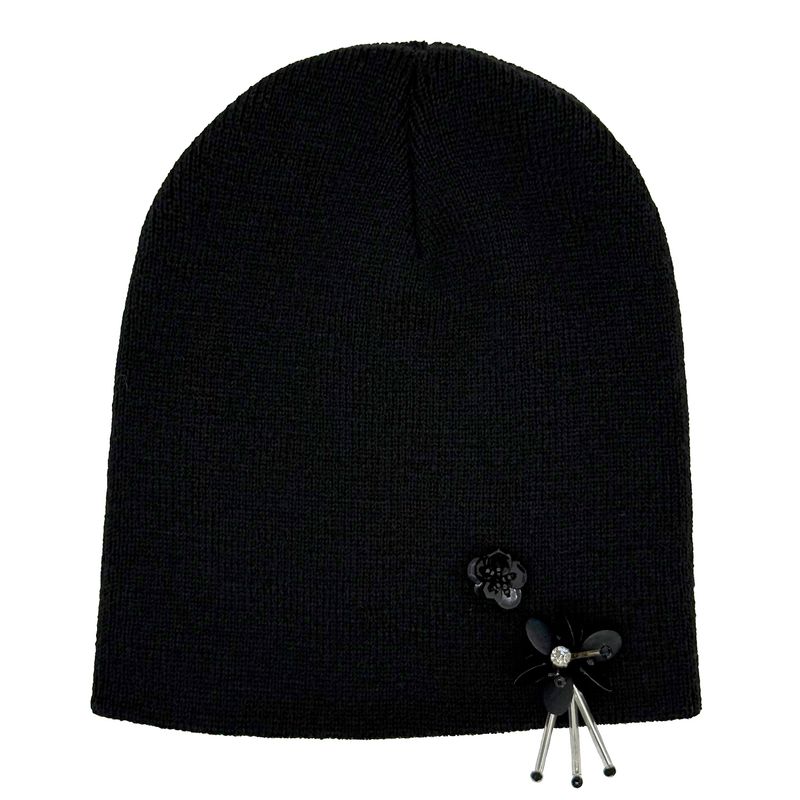 Drop Spangles Knit Beanie [Black]