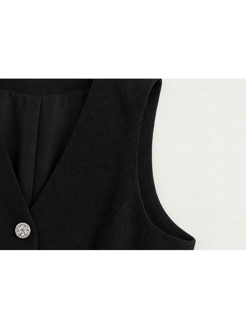 [PRE-FALL] Dana Vintage Button Tailored Vest Black