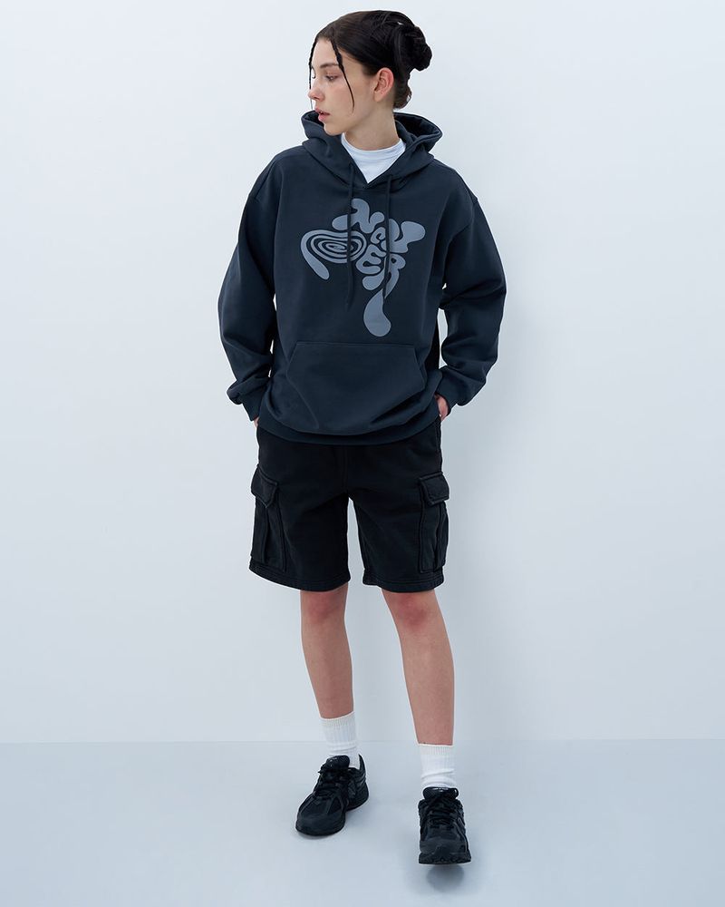 TWISTED LOGO HOODIE-CHARCOAL