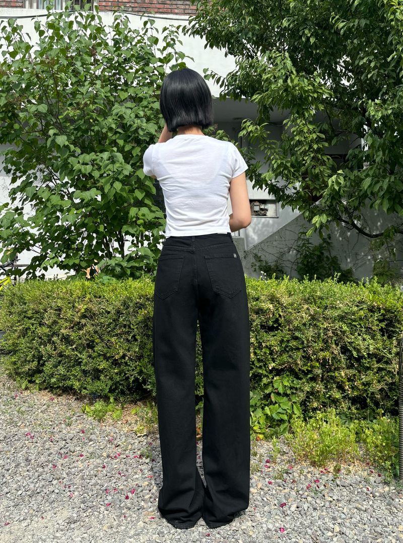 RIBBON EMBROIDERED BLACK DENIM PANTS code 18203