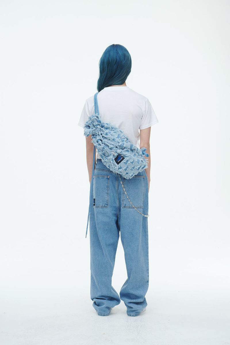 Checkerboard Denim Vagabond Bag Light Blue