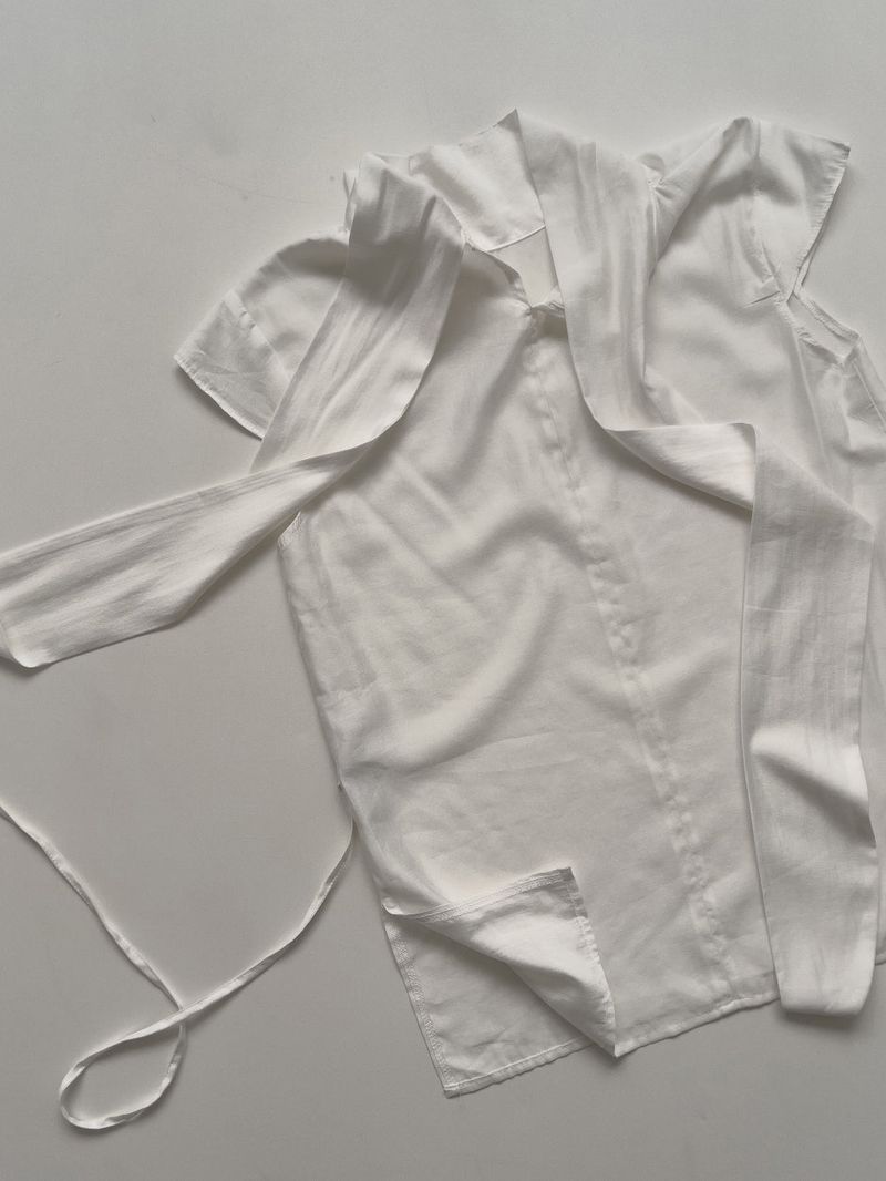 Tie-neck Strap Cap Sleeve Blouse