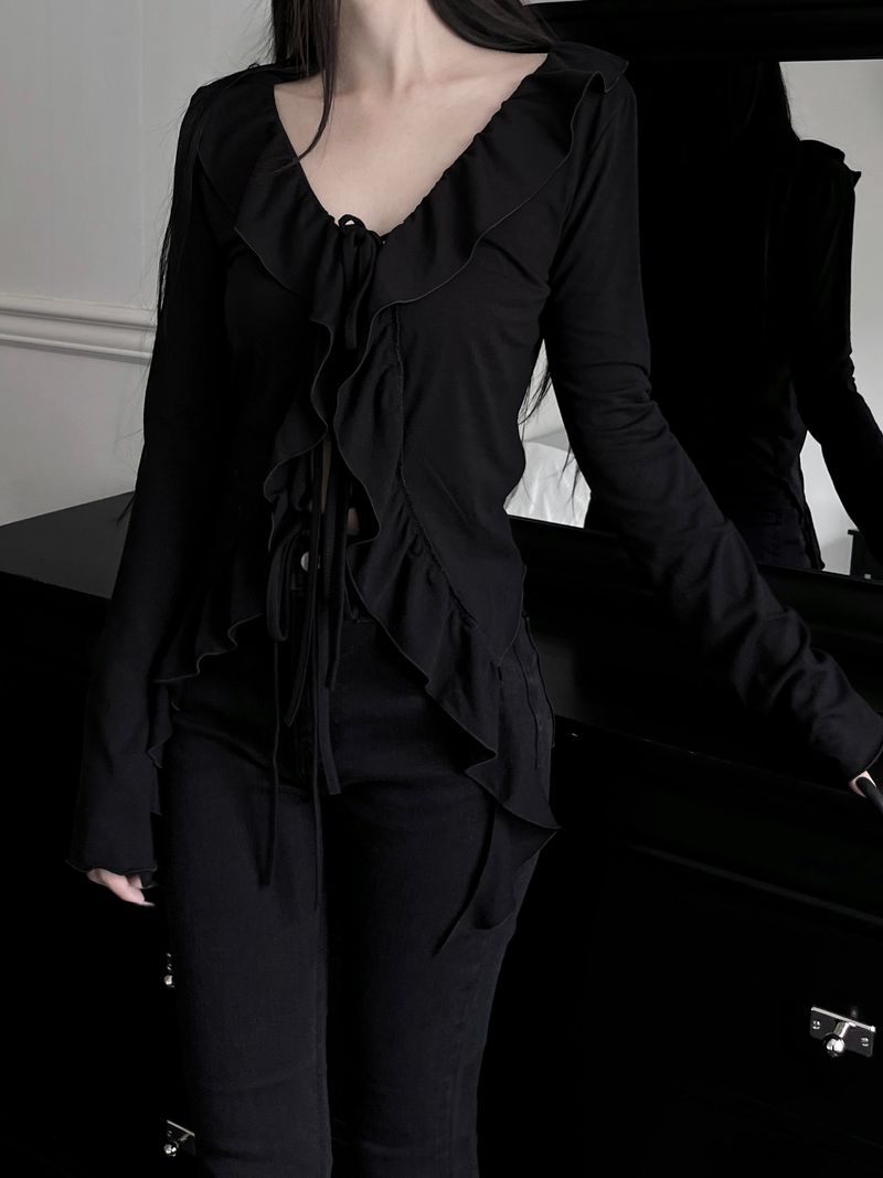 volli strap frill cardigan (2color)