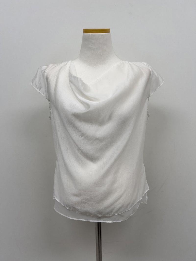 [Belt Set] Noir Drape Short Sleeve Blouse
