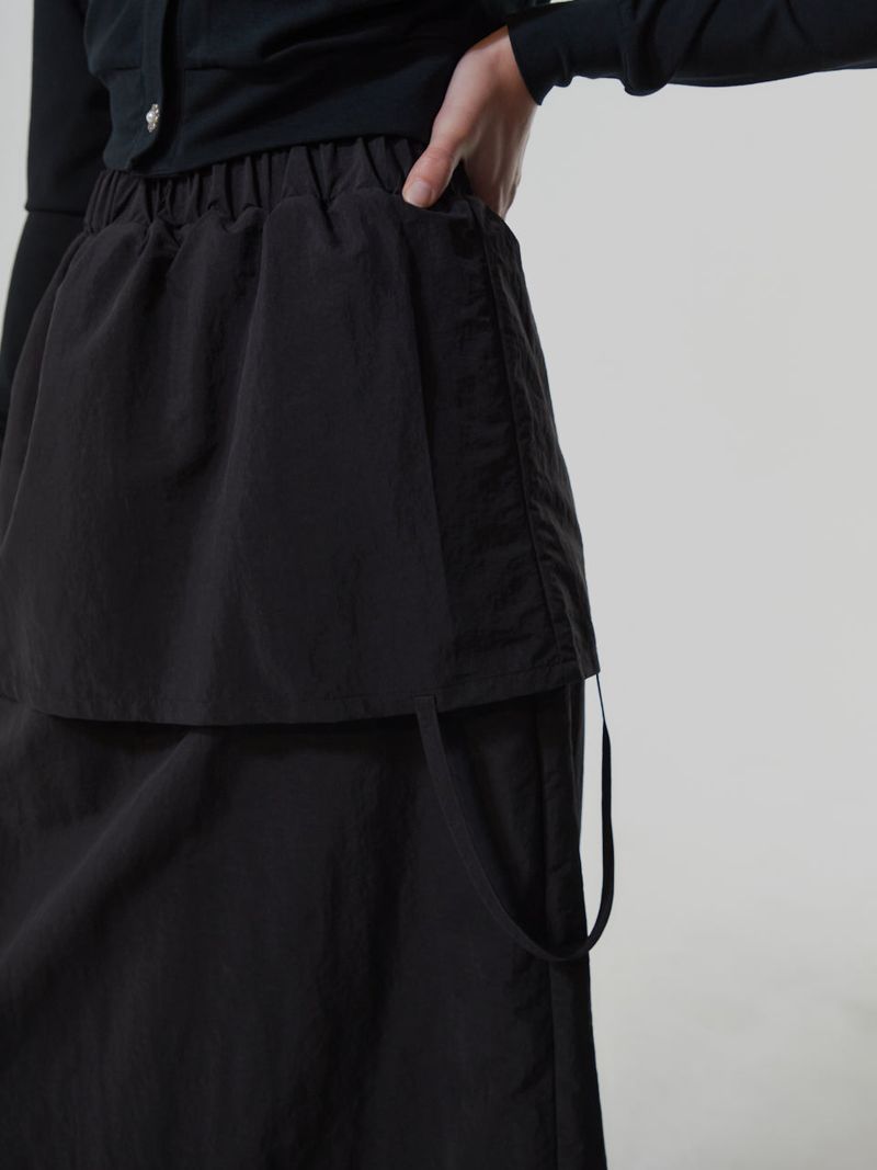 NYLON REVERSE LONG SKIRT (2 COLOR)