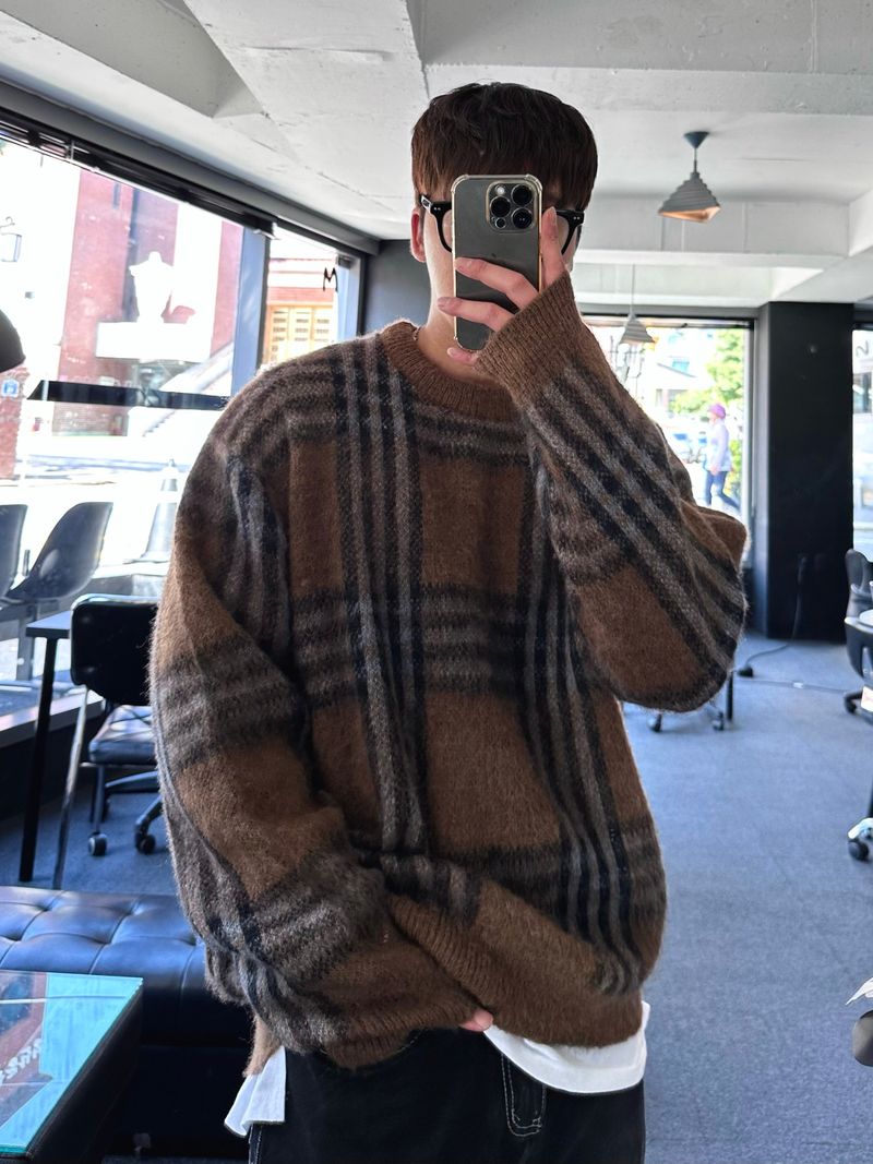 maranda check loosefit knit