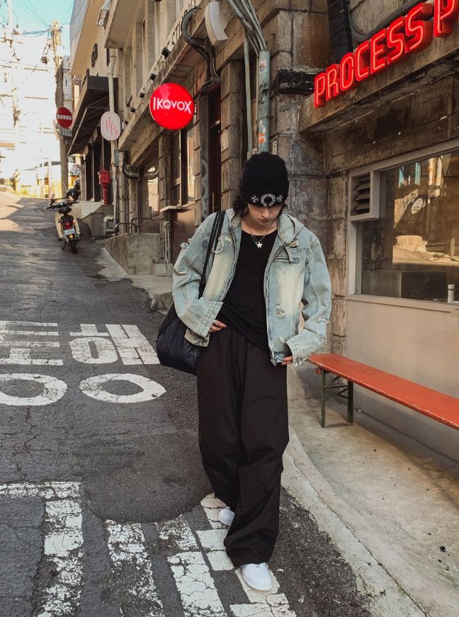 Chris damage hooded denim jacket