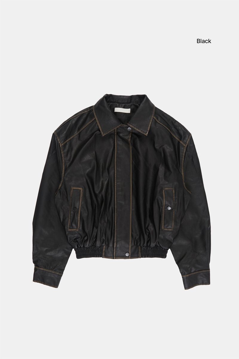 Northway washed leather collar jumper