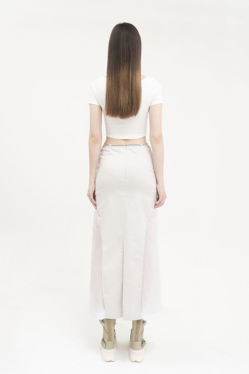  [Seow] Croped logo T-shirts, white