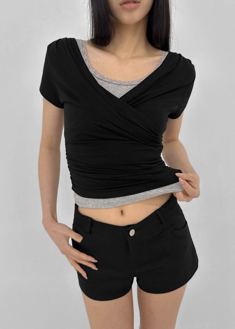 [MADE] Cujes Wrap Cap Sleeve Short Sleeve Top (Set Available)