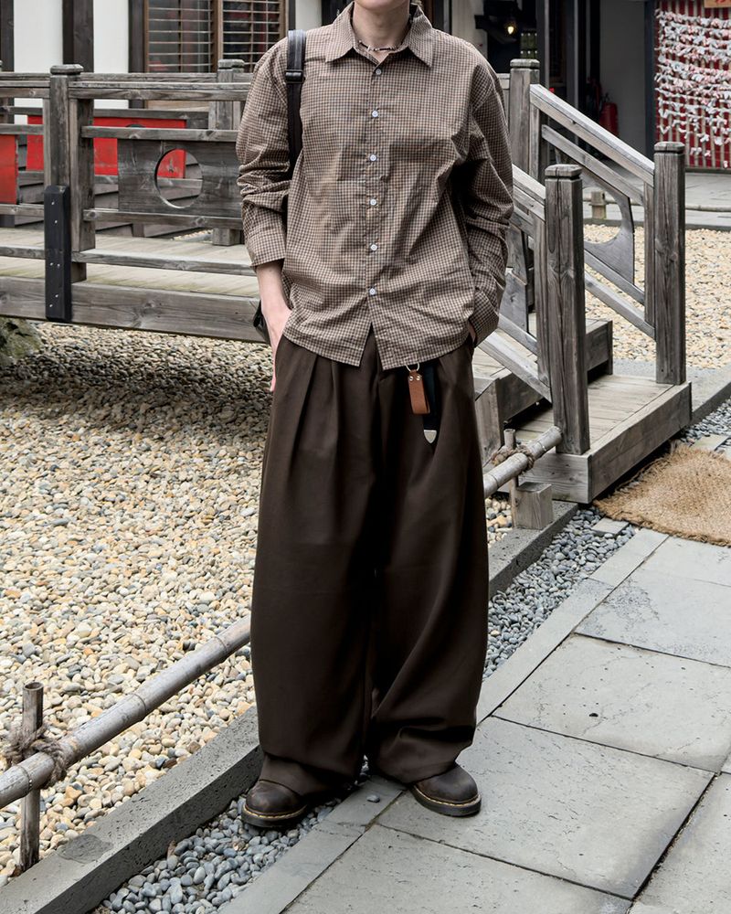 Tia Double-Pleat Wide Slacks