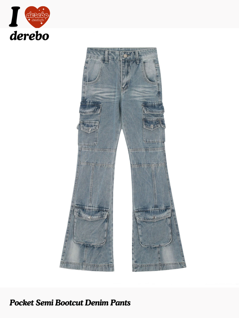 Pocket Semi Bootcut Denim Pants