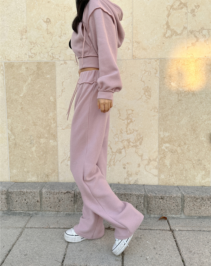 (ZIP-UP & PANTS SET!) 4 COLORS THICK FLEECE RIBBED CROPPED TRAINING ZIP-UP