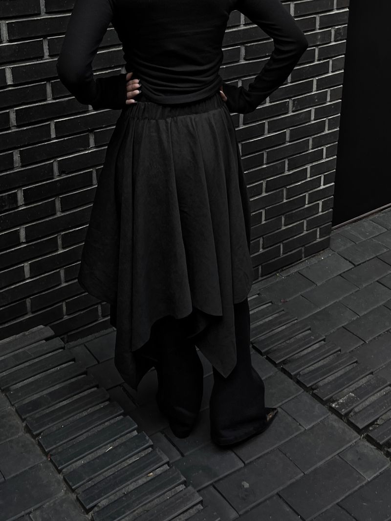 suede shirring draped skirt