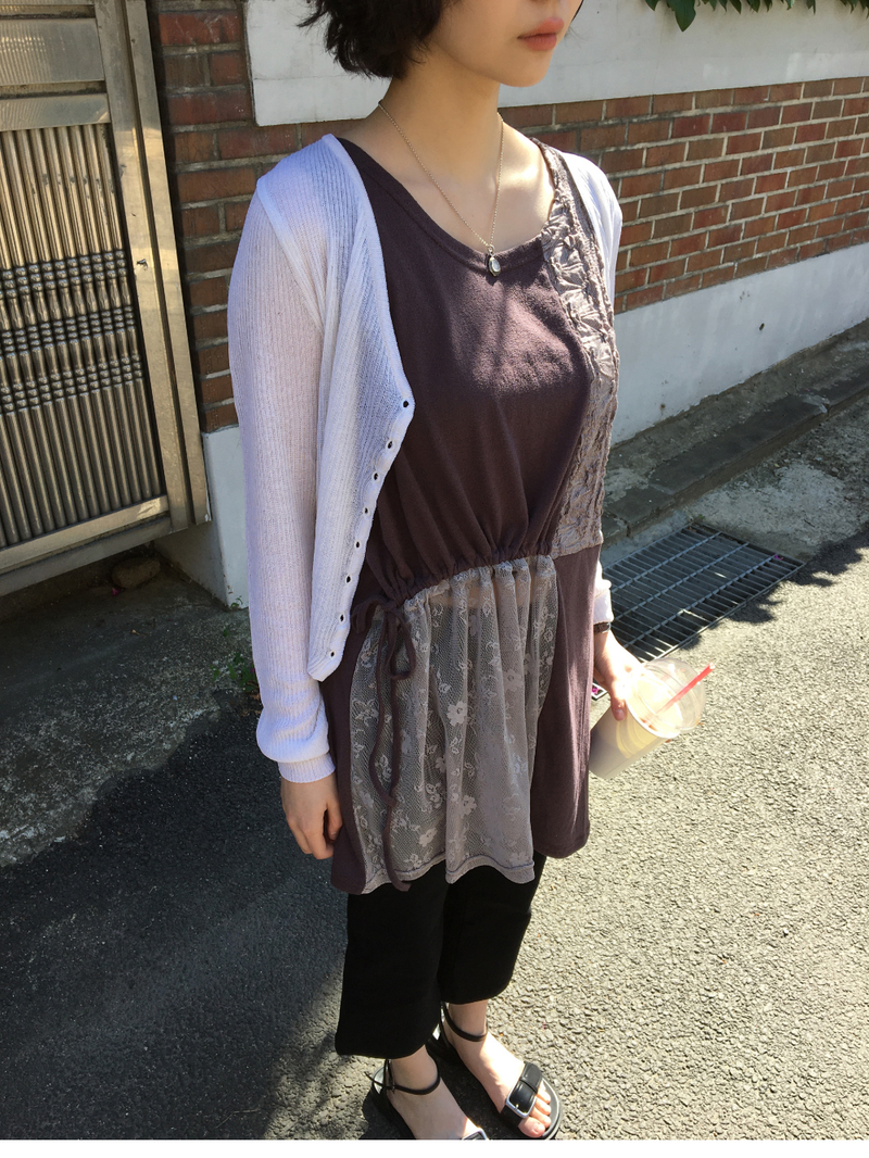 Loen Patchwork Slip Dress (2color)