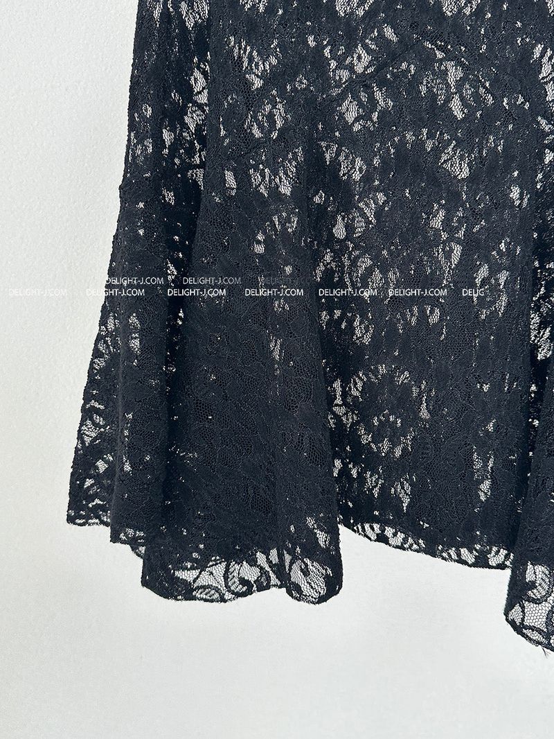lace see-through layered midi skirt