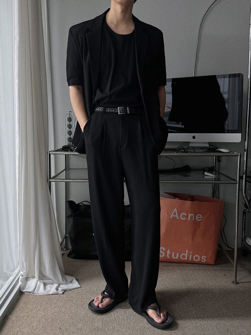 ASCLO Wrinkle Linen Half Sleeve Jacket (2color)