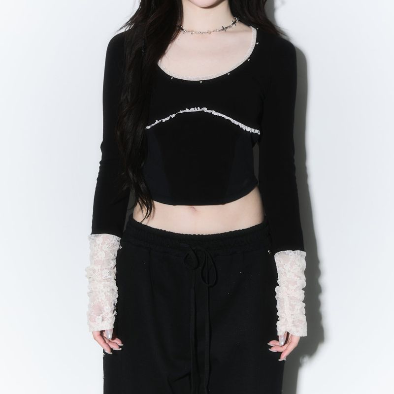 (2nd reorder) corset stud long sleeve - black