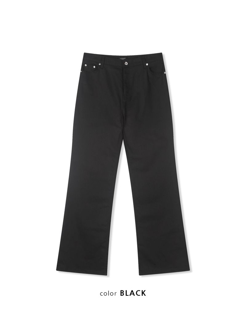 Semi flare cotton pants(Black)