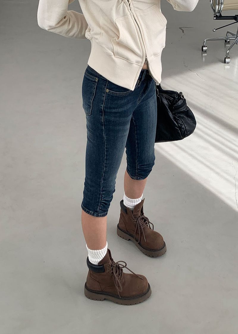 SHIRRING CAPRI DENIM