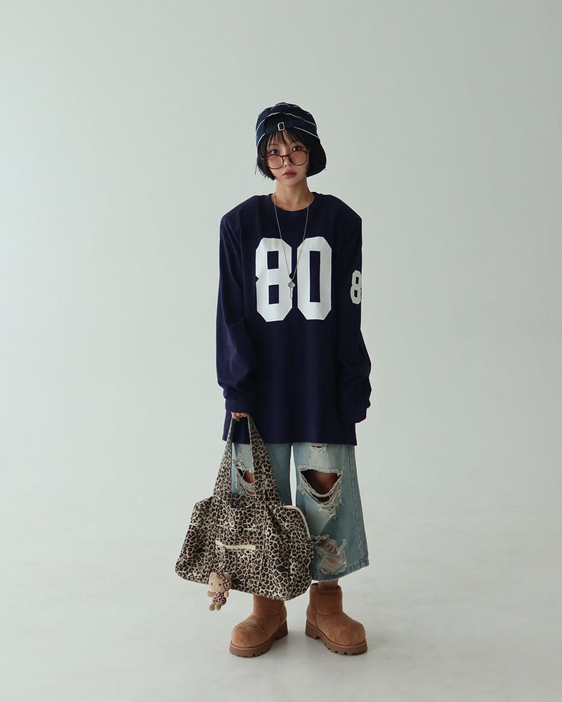 80 Number Oversized Fit Sweatshirt