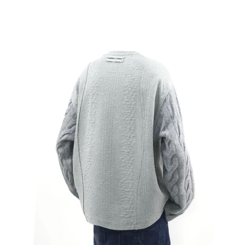 RELABEL(DIGGER seam) wool splicing texture deconstruction segmentation loose warm pullover knitted sweater