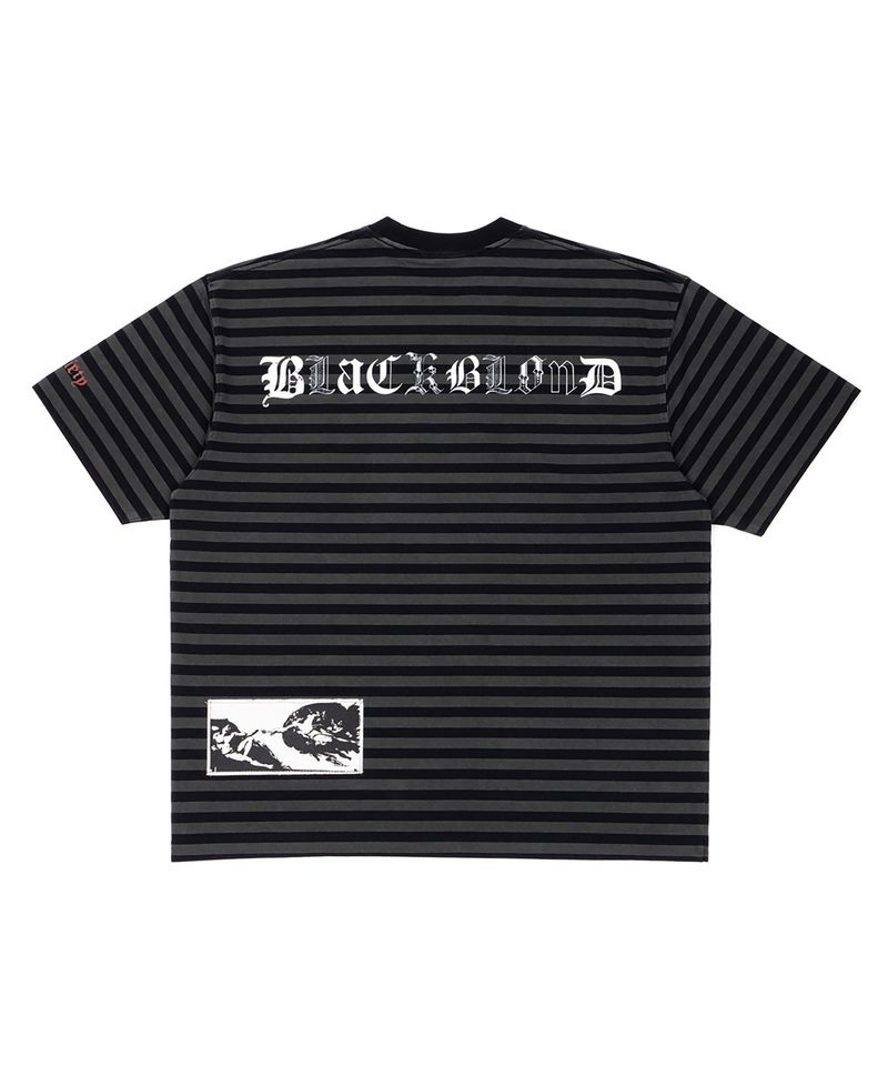 BBD アングザイエティ マルチ パッチ ストライプ Tシャツ (Black&Charcoal)
