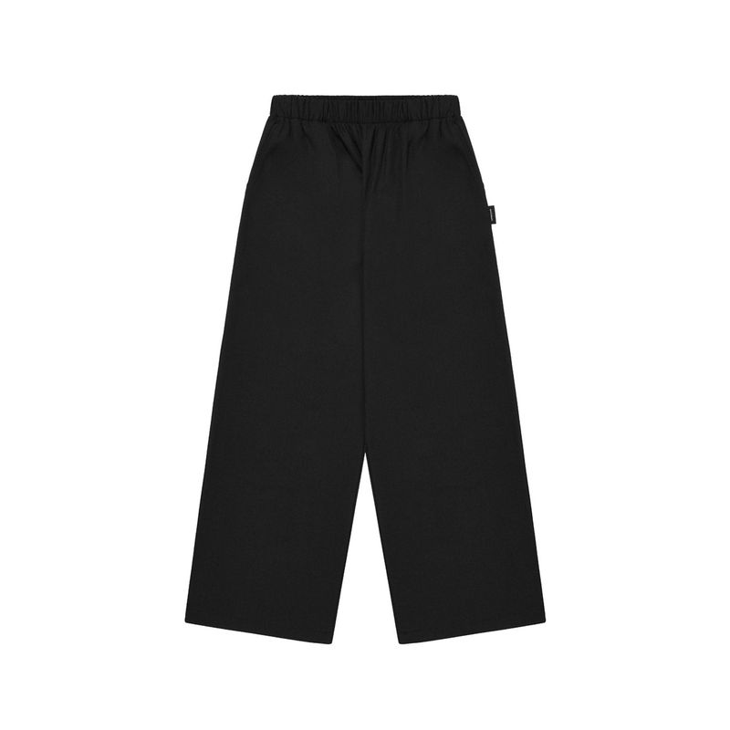 WIDE BANDING COTTON PANTS [BLACK]